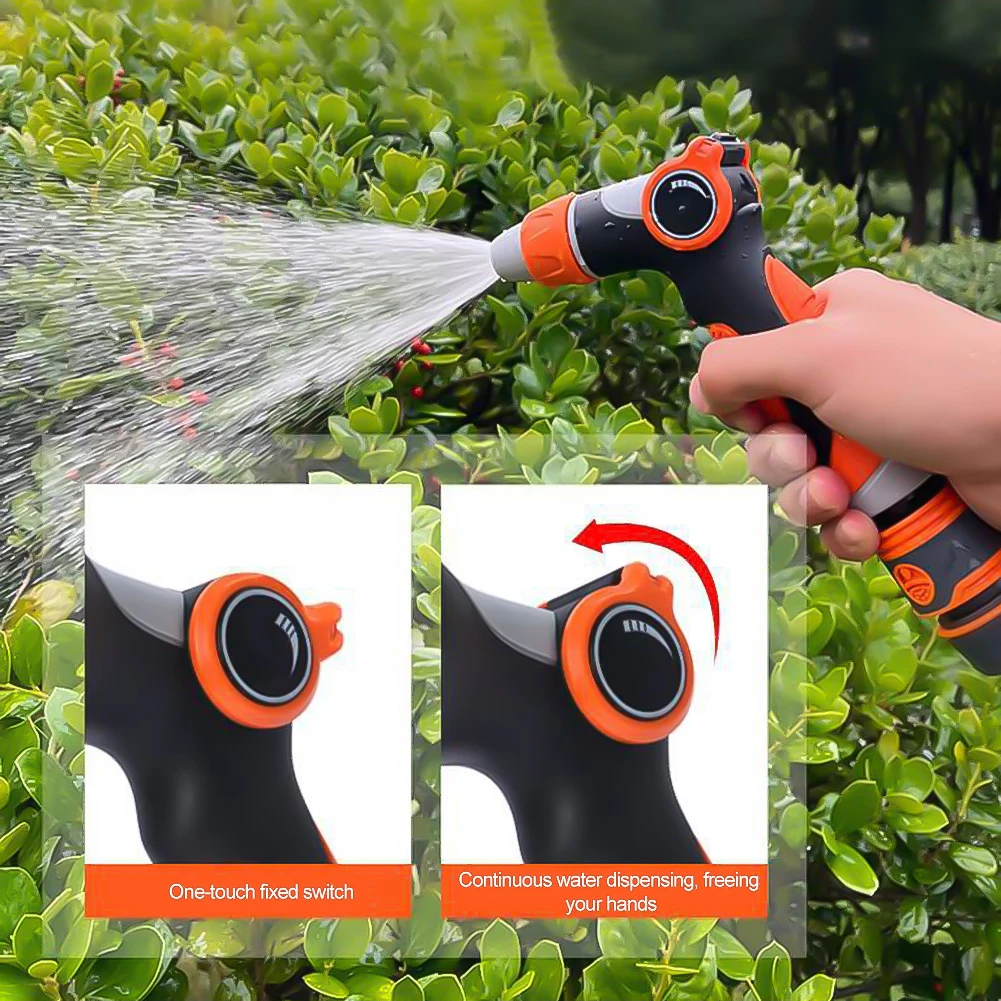 High Pressure Water Gun Thumb Control Water Hose Nozzle Sprayer 10 Modes Garden Sprinkler for Heavy Duty Washing Garden Watering