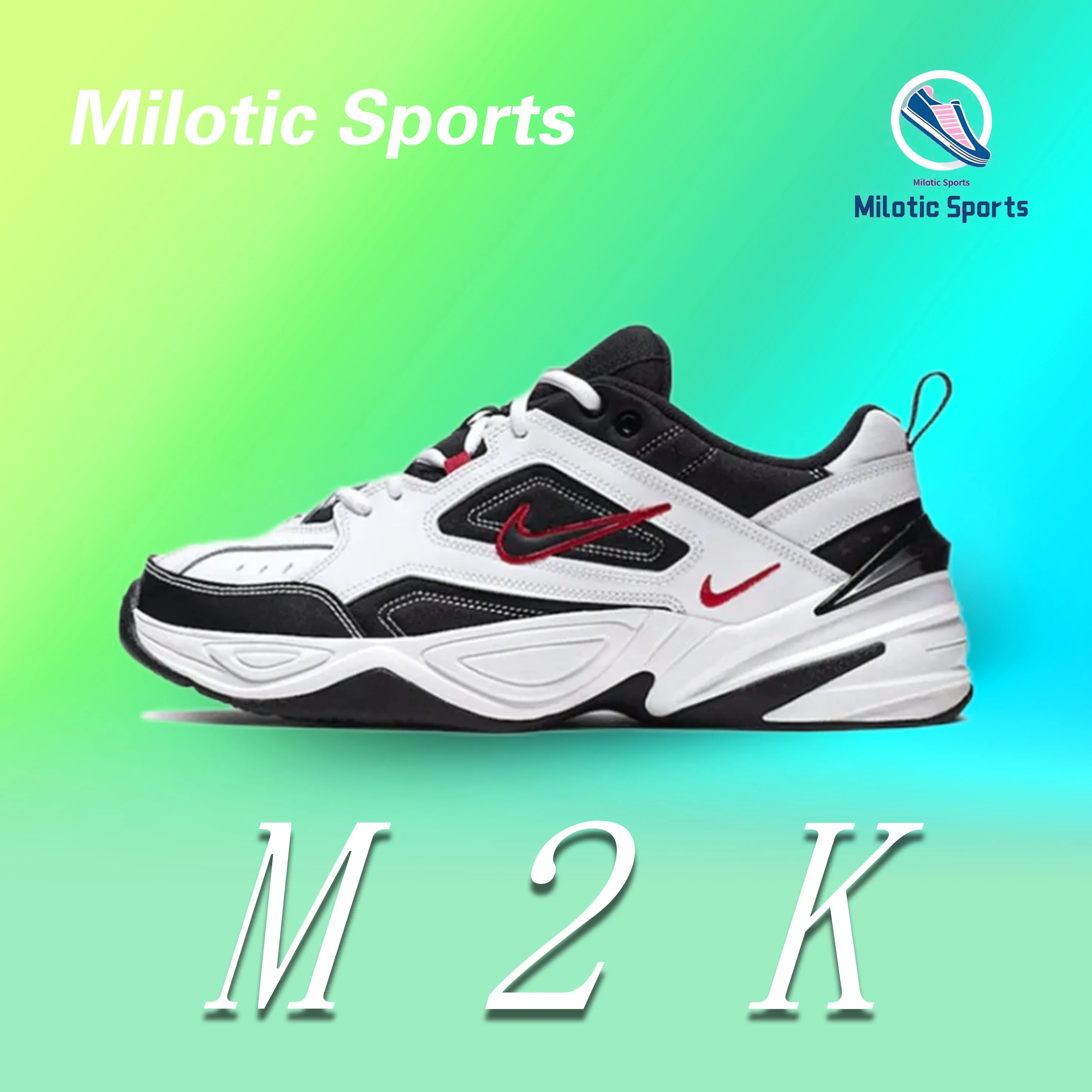 Nike Air Monarch 4  Classic Anti-slip Wear-resistant Low-top Pop  Casual Shoes op Pop Shoes Casual Shoes black, white and red