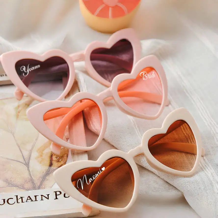 Personalized Heart shape Sunglasses Wedding Bridesmaid gift Bachelorette Party Favors bridal party Summer Beach Party Souvenirs