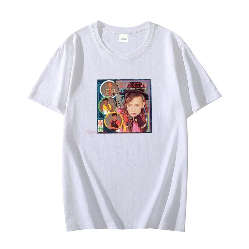 Men's Retro Graphic T-Shirt Boy George Culture Club Short Sleeve Summer New Tees Tops for Casual Wear