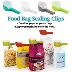 5PCS Food Storage Bag Sealing Clips Sealer Clip With Pour Spouts Plastic Cap Snack Candy Storage Fresh Clamp Kitchen Organizer