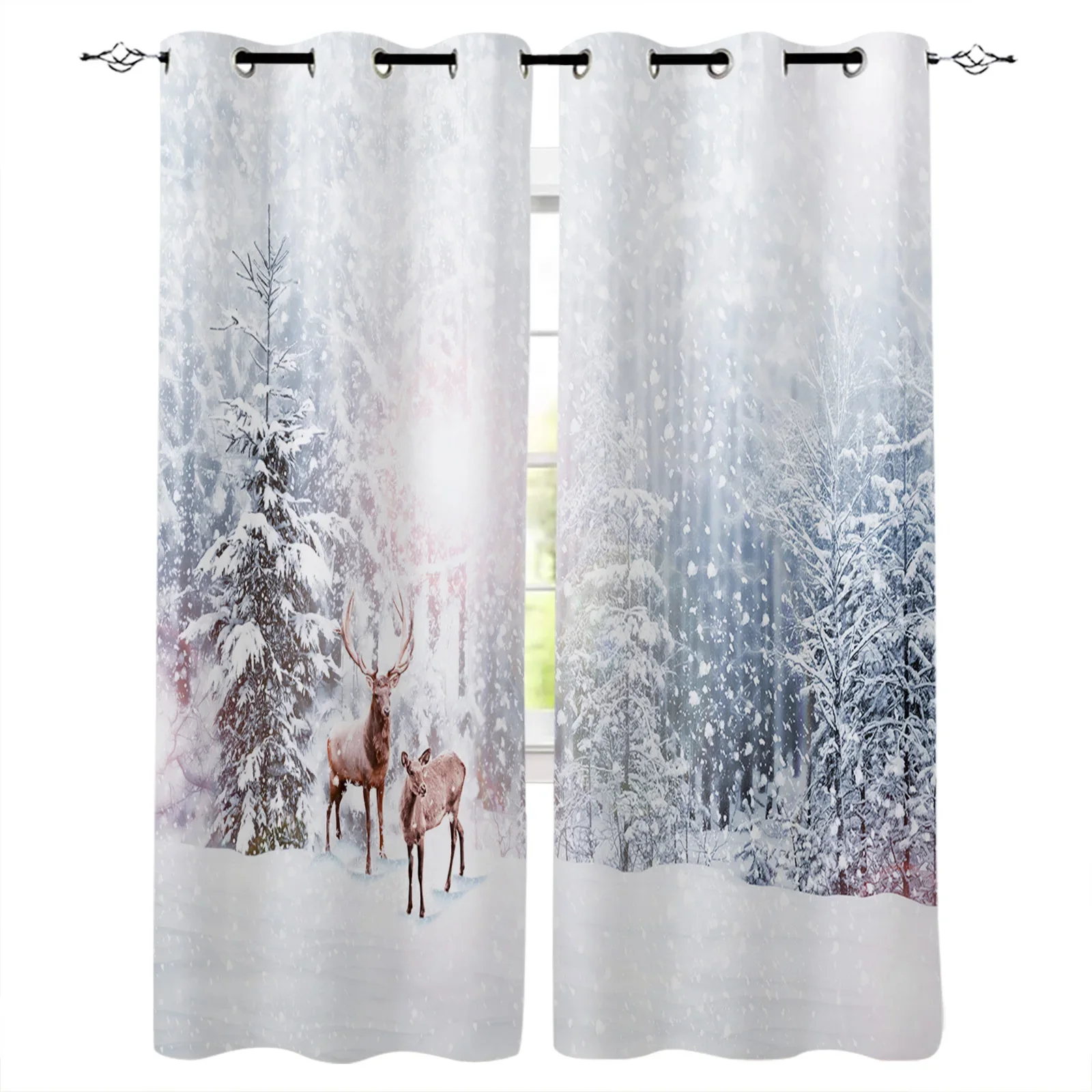 Santa Claus Christmas Decoration Christmas Blackout Curtains 3D Print Window Curtain Bedroom Living Room Decor Window Treatments