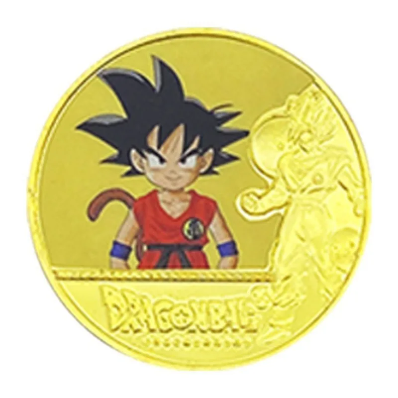 Dragon Ball Cute Anime Peripheral Commemorative Coins Goku Vegeta Krillin Piccolo Metal Collection Badge Commemorative Coin Gift