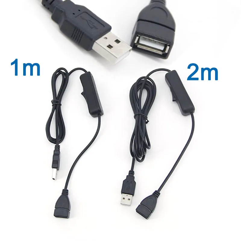 USB 2.0 A Male to A Female Cable with 304 Switch button ON OFF data power charging Extension Extender wire cord