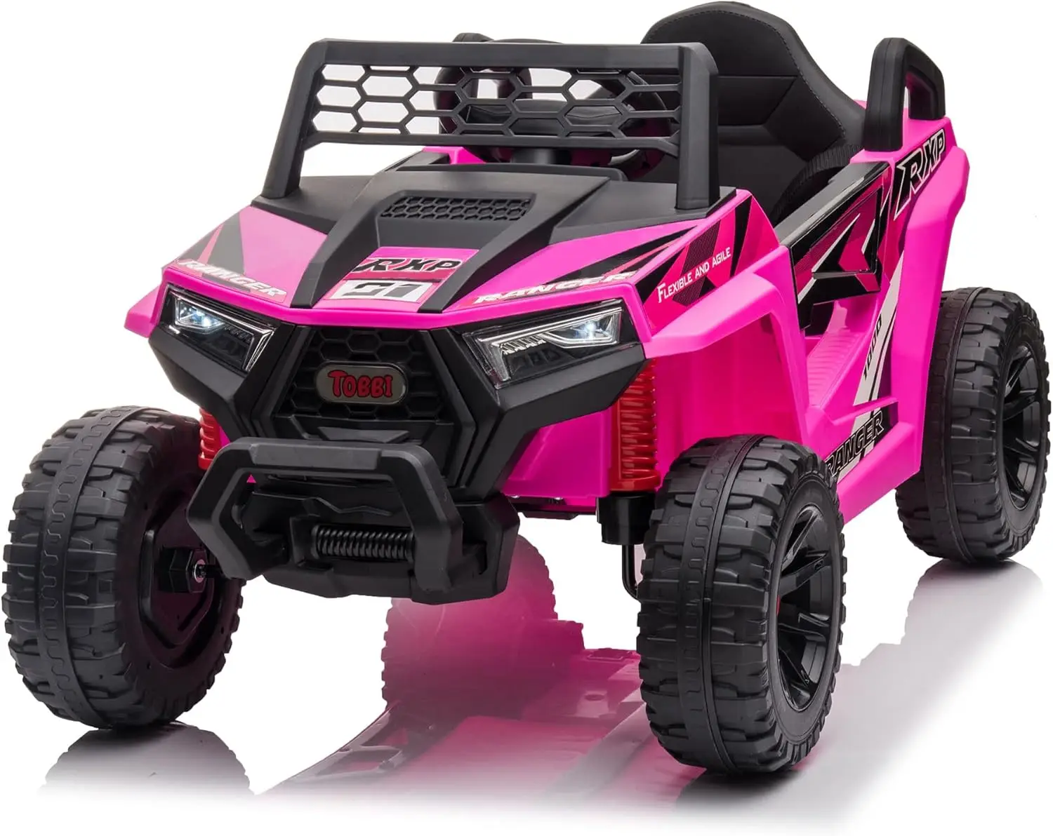 Kids Ride on Car, Electric Off-Road UTV Truck with Diverse Functions, Double Open Doors, Safety Belt, Horn, Music, and