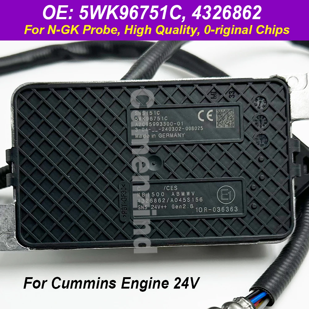 

NEW 4326862 5WK96751C High Quality NOX Nitrogen Oxygen Sensor For NGK Probe 4326862RX 2872945 For Cummins Engine 24V