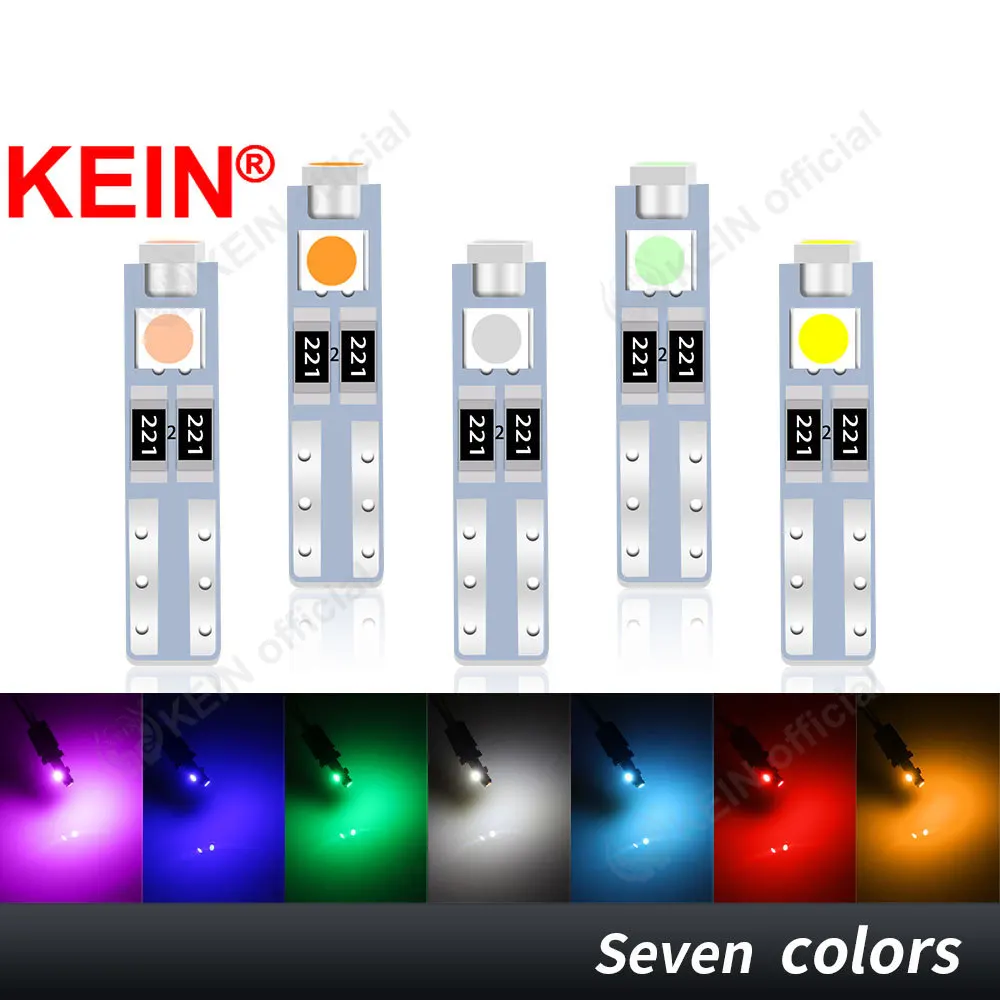 KEIN 10PCS T5 Led Bulb 73 74 17 Meter Instrument Dashboard W3W Indicator 3SMD Warning Lamp Car Light 12V