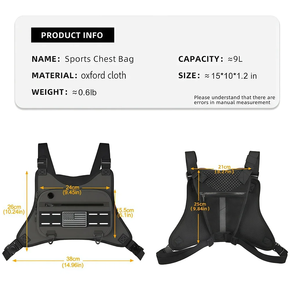 Sport-Brusttasche, Brustgurt-Laufweste, wasserabweisende leichte Laufwestentasche, für Männer und Frauen zum Radfahren, Wandern, Gehen, Klettern – Detail 15
