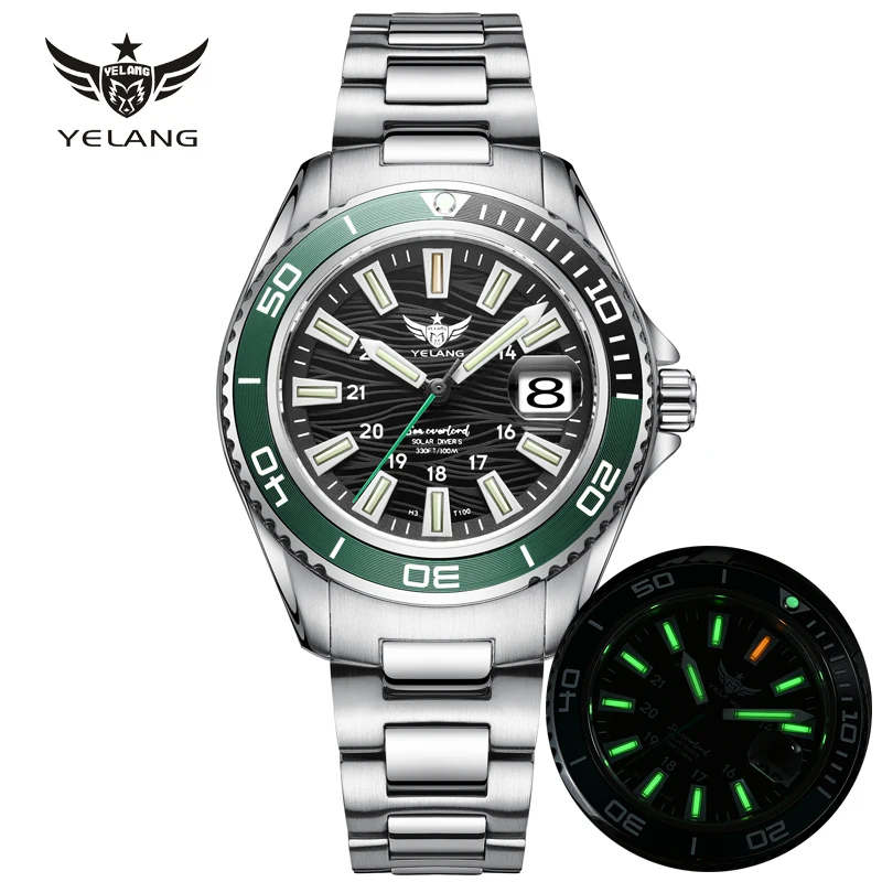 YELANG V1214 Women's watch Japan VS37 solar-powered watch 10Bar Waterproof Luminous 36mm Long Battery Life Diver Solar Watch