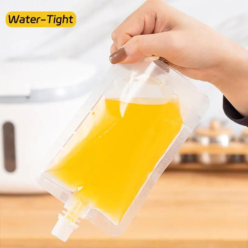 【100PCS Stand Up Liquid Spout Pouch Bag Clear Plastic Beverage Container Juice Storage Spout Bags】