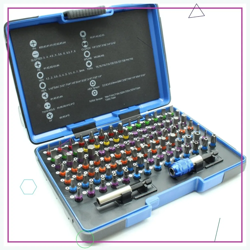 

100 Piece Color Coded Impact Ready Security Bits Screwdriver Set with 2 Quick Chucks