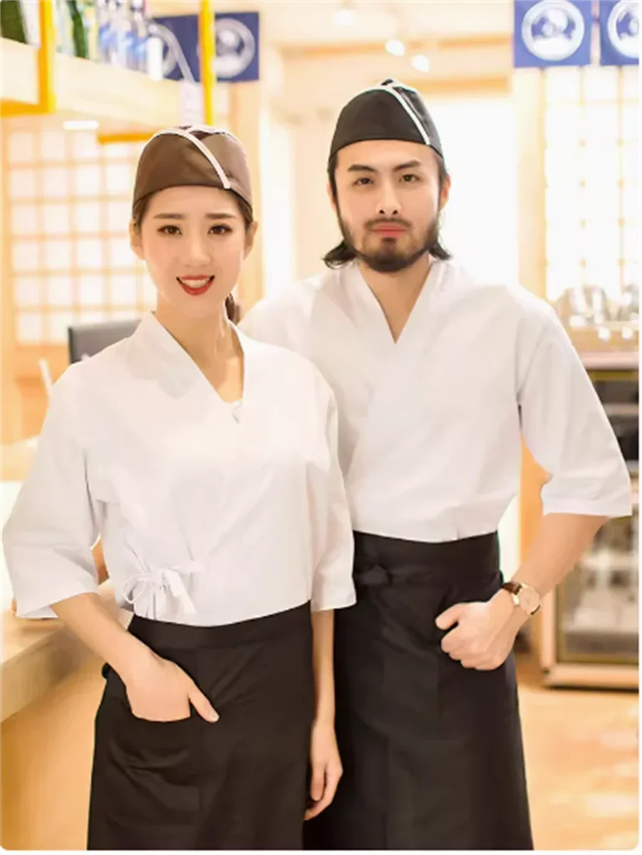 Japanese restaurant work attire, restaurant waiters, sushi restaurant and kimono work attire