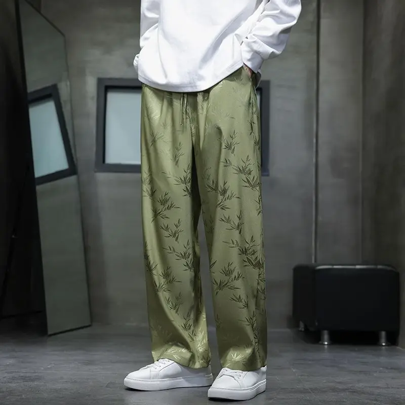 

GELITAYIN Ice Silk Baggy Men's Casual Wide-leg Pants New In 2025 Fashion Slacks Original Clothing Summer Plus Size Aesthetic Mal