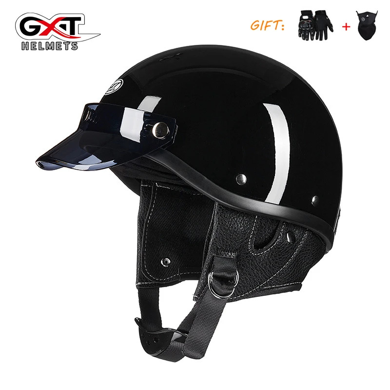 

Free Glove DOT Certification Half Motorcycle Helmet Men Women Scooter Vintage Half Face Helmet Bike Motorbike Crash Moto Casco