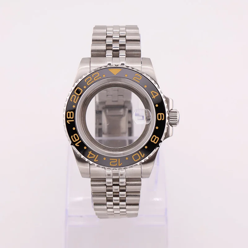

40mm Black Gold Watch Cases Jubilee Bracelet GMT Submariner for NH35 Seiko Mod Automatic Mens Wristwatch Replacement Parts