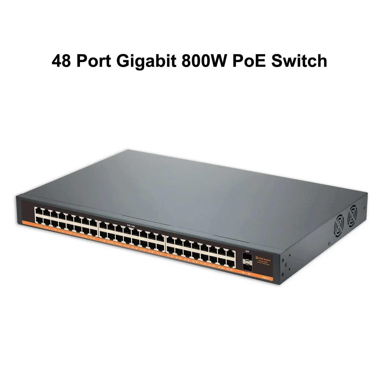 Гигабитный коммутатор POE, 48 портов, полный гигабитный Ethernet-коммутатор, 10/100/1000 Мбит/с, 800 Вт, сетевой коммутатор IEEE802.3af/at Unmanagement