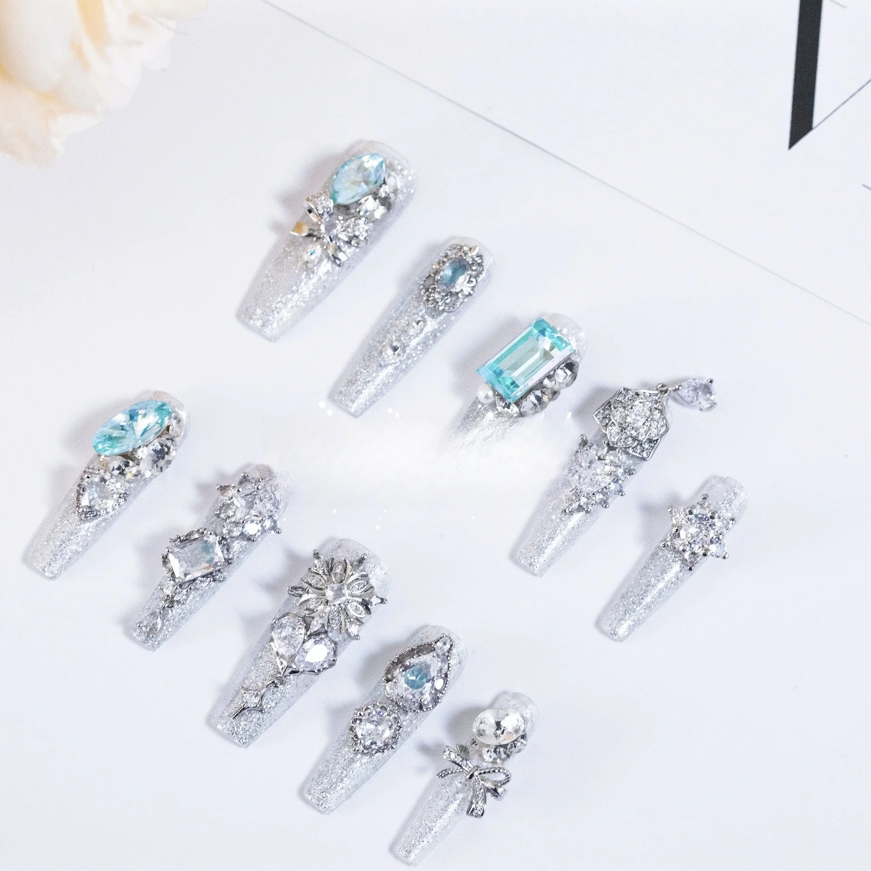 

Purely handmade armor with zircon manicure