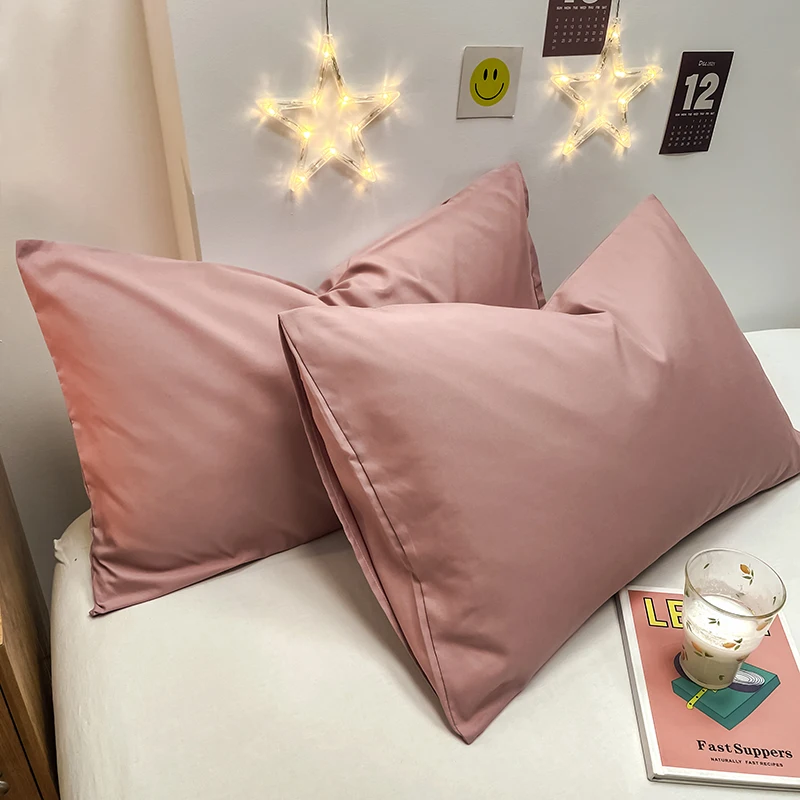 Bonenjoy 2pcs Pillowcase Solid Color Pillow Cover 48x74cm Cushion Cover for Home Bed Pillowslip Rectangle Pillow Cases 베개커버