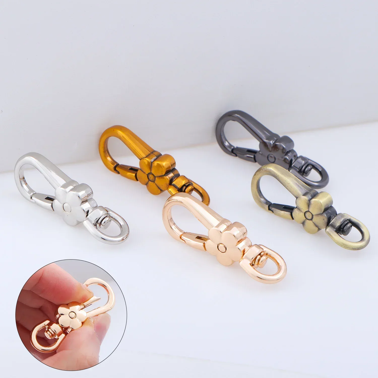 5pcs Flower Lobster Metal Clasps Swivel Trigger Clips Snap Hooks Bag Key Rings Keychains Bag Accessories