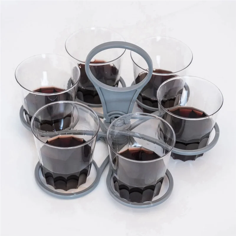 

5Pcs Foldable Rotating Portable Glass Coffee Cup Plastic Portable Cup Holder 6 Sticks Cup Lifter.-B61B
