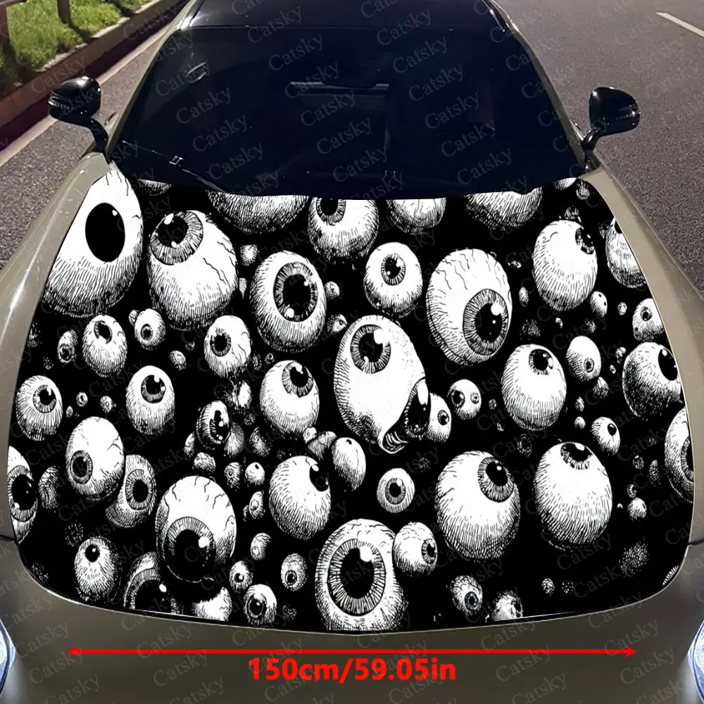 Eyeball Cluster Pattern Car Hood Sticker,Waterproof Self-Adhesive Vinyl Graphics Decals,Decorative Auto Accessories Stickers