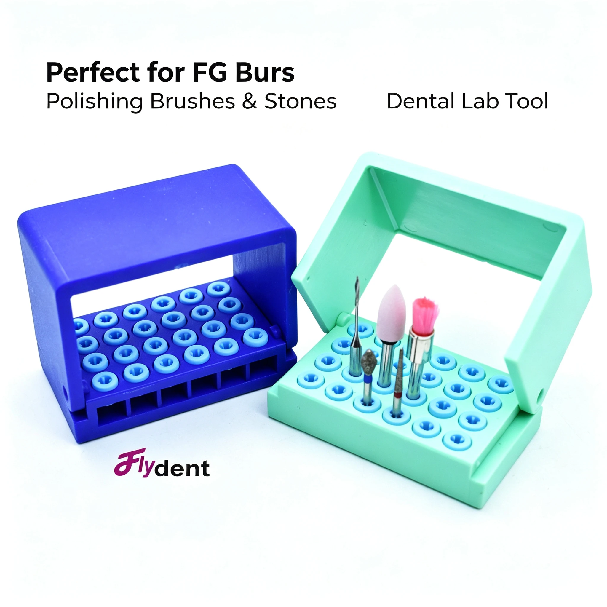 24Holes Dental Disinfection Holder for High/Low Speed Bur Block Drill Case Cleaning Stand Silicone Autoclavable Dentistry Tools