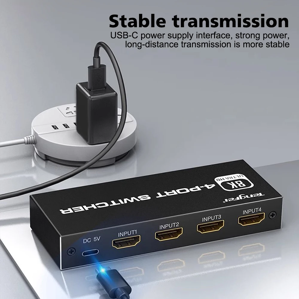 NUOVO 5 in 1 out 4K 120Hz Selettore switcher 2.1 compatibile HDMI Switch HD 4 IN 1 8K 60Hz Splitter compatibile HDMI per switch portatile