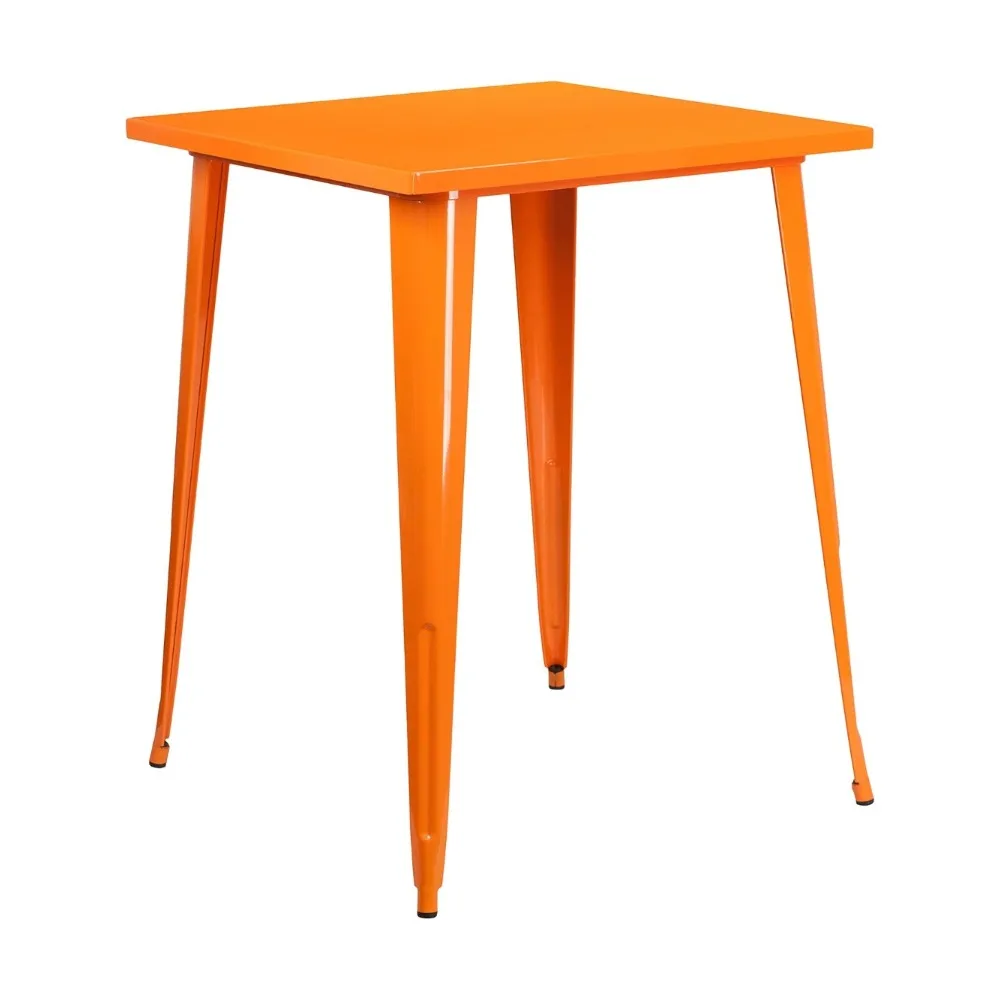 

Nolan Commercial Grade 31.5" Square Orange Metal Indoor-Outdoor Bar Height Table