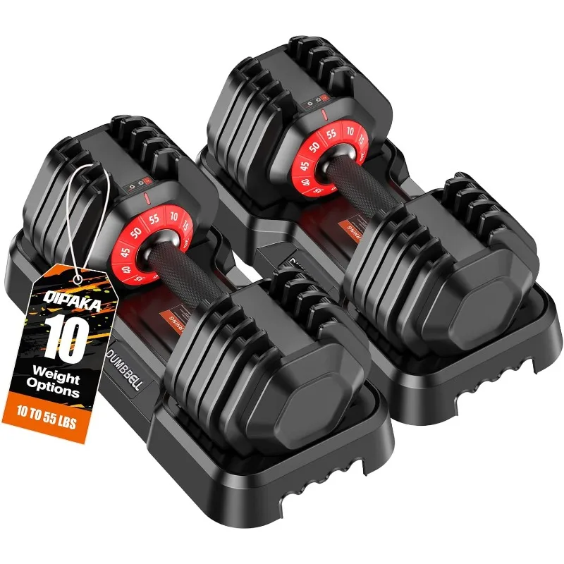 Adjustable Dumbbells Set, 10 in 1/15 in 1 Free Adjustable Weights Dumbbells Set, 25/55/52.5lbs Weights Set with Anti-Slip Handle