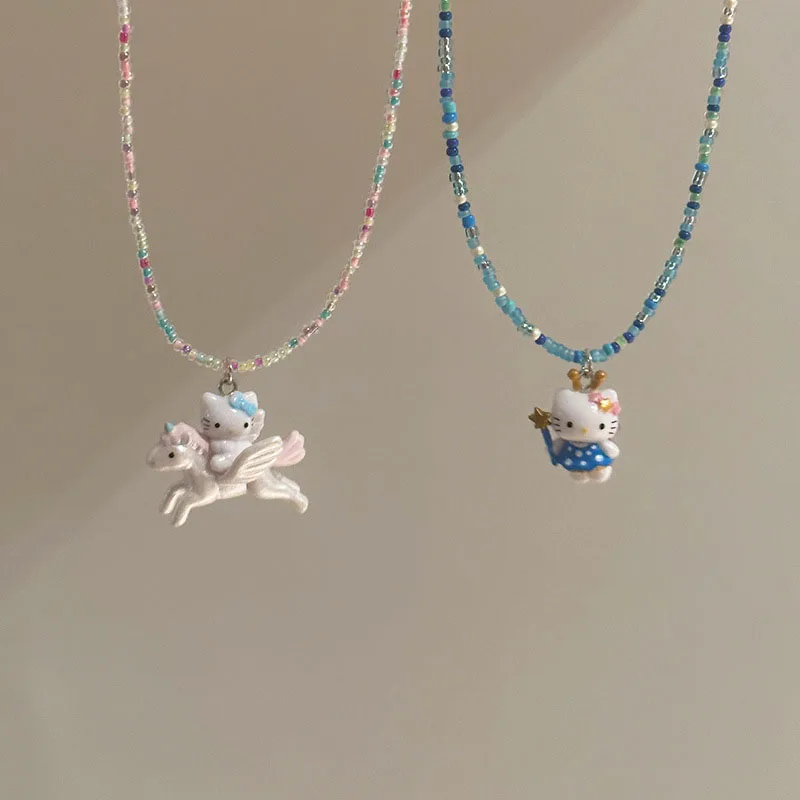 

Hello Kitty Necklace Anime Cartoon Sanrio Hellokitty Princess Necklace Summer Girl Necklace Accessory Gift