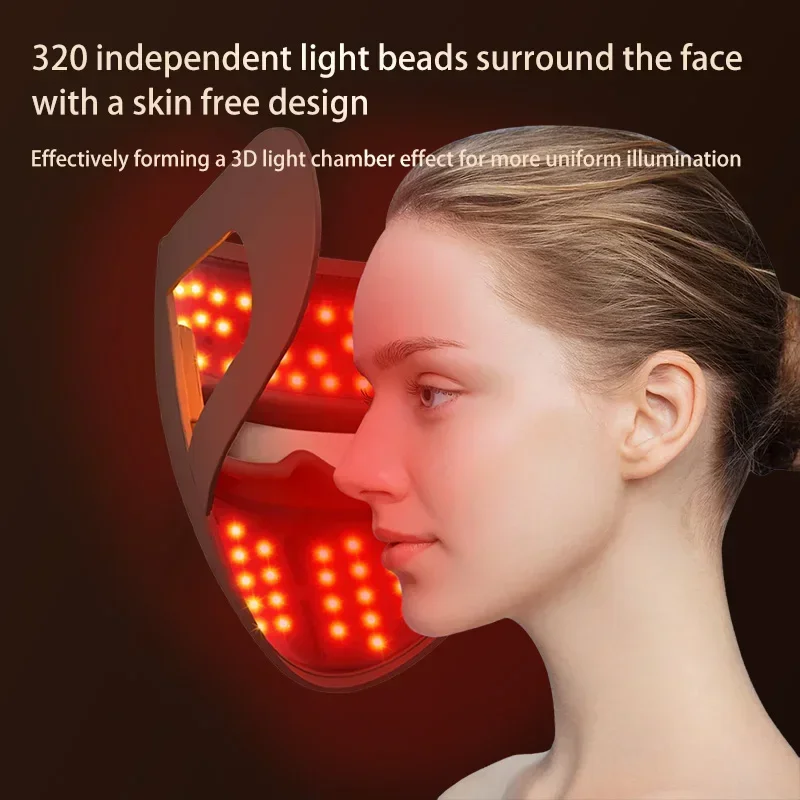 Facial Photon Beauty Mask Instrument 320 LED Electronic Mask Rejuvenation Lightens Fine Lines Brighten Skin Tone Repair Care