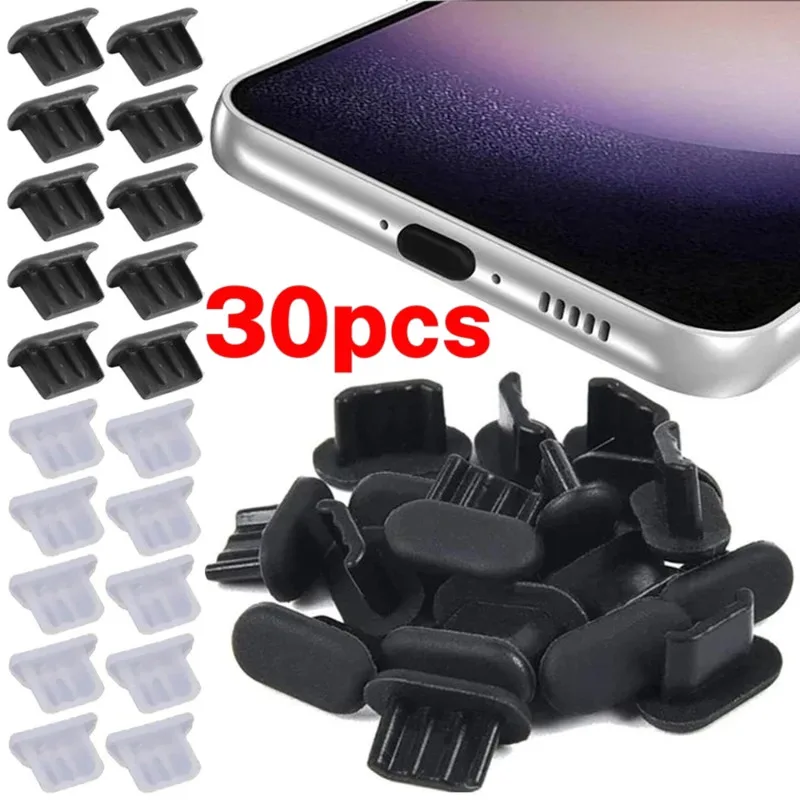 30/1PCS Soft Silicone PortPlugs Anti-Dust Plug for Android Micro USB Port Dust Stopper Protector Covers Micro USB Cap for Xiaomi