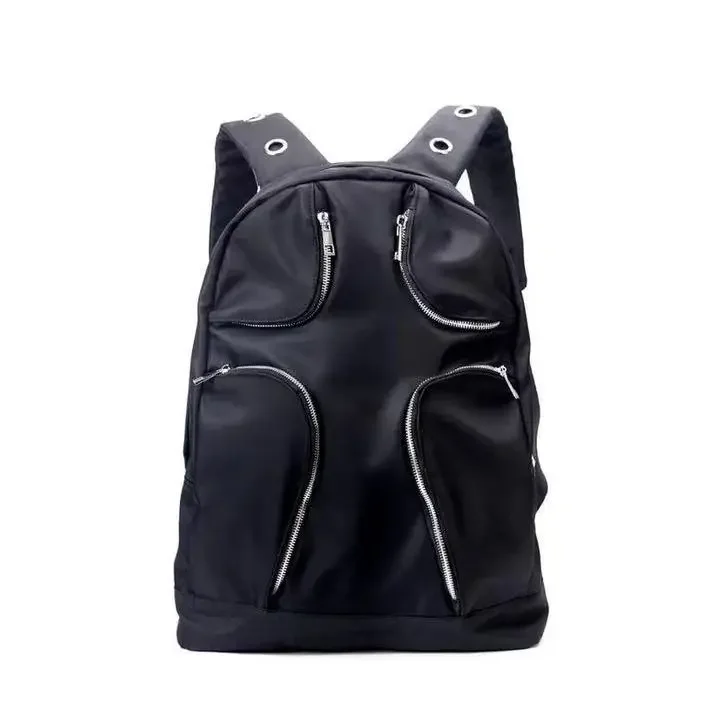 Mochila Unisex Nylon de alta capacidad Moda Correa hueca Moda Estilo callejero Mochila de alta capacidad