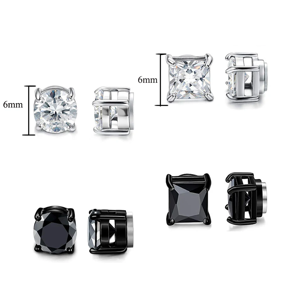 Crystal Strong Magnetic Ear Stud Clip Earrings For Men And Women Punk Round Zircon Magnet Earrings Non Piercing Jewelry image 6