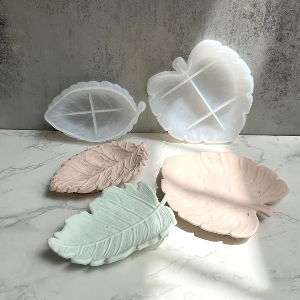 Leaf Shape Tray Mould Silicone Resin Epoxy Mold Jewerly Storage Dish Plate Concrete Mold Handicraft Making Tool Home Decoration