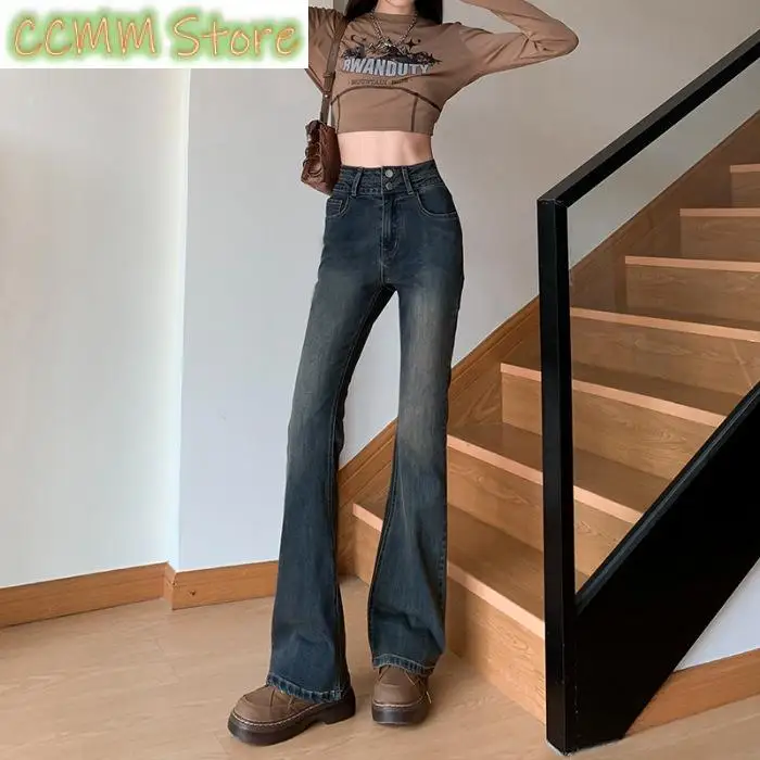 

Spring Autumn Push Up High Waisted Jeans Women Slim Extended Length Stretch Denim Flare Jeans Ladies Korean Fashion