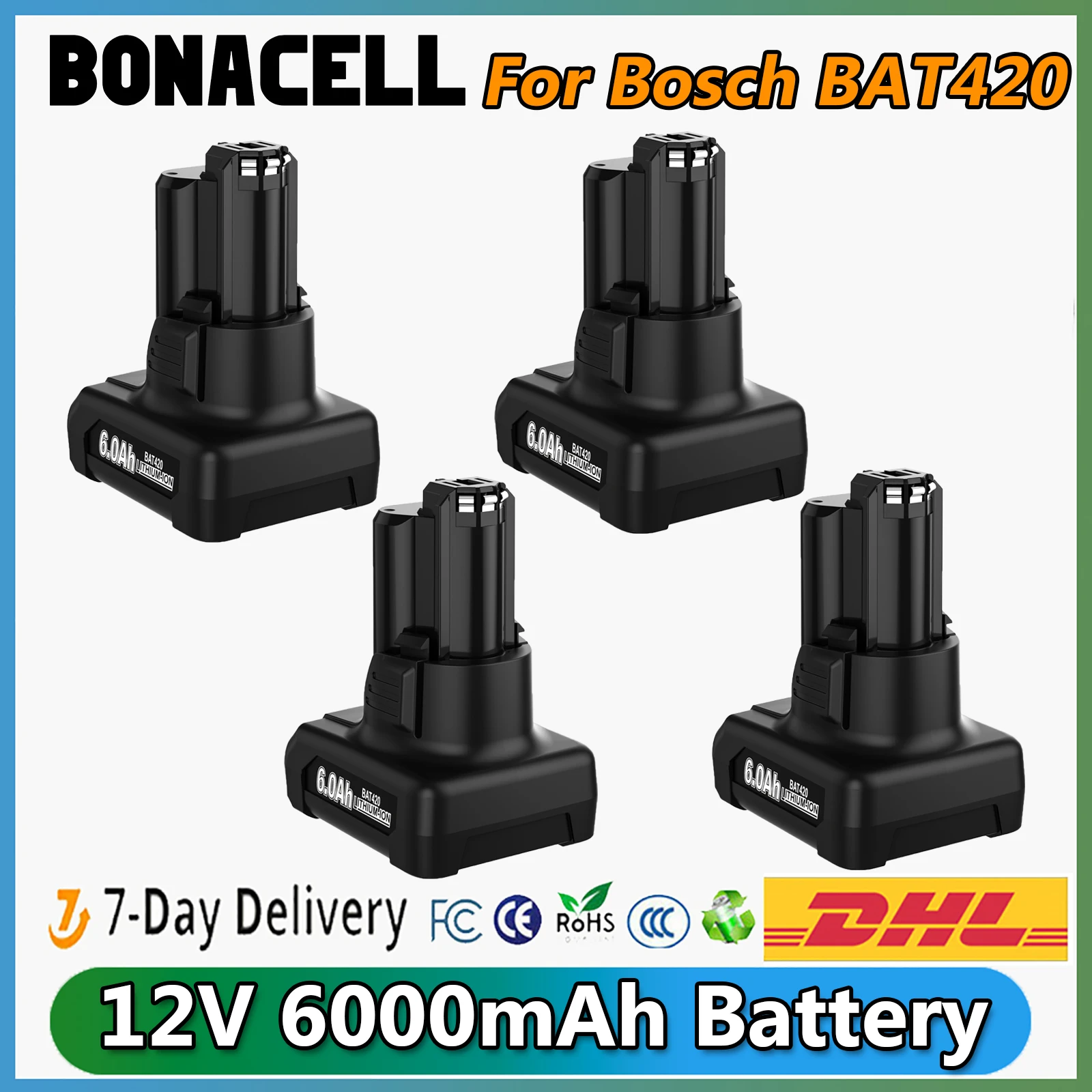 For Bosch BAT420 Rechargeable Battery 12V 6000mAh BAT412A BAT413A D-70745Gop 2607336013 2607336014 Tool Battery Replacement