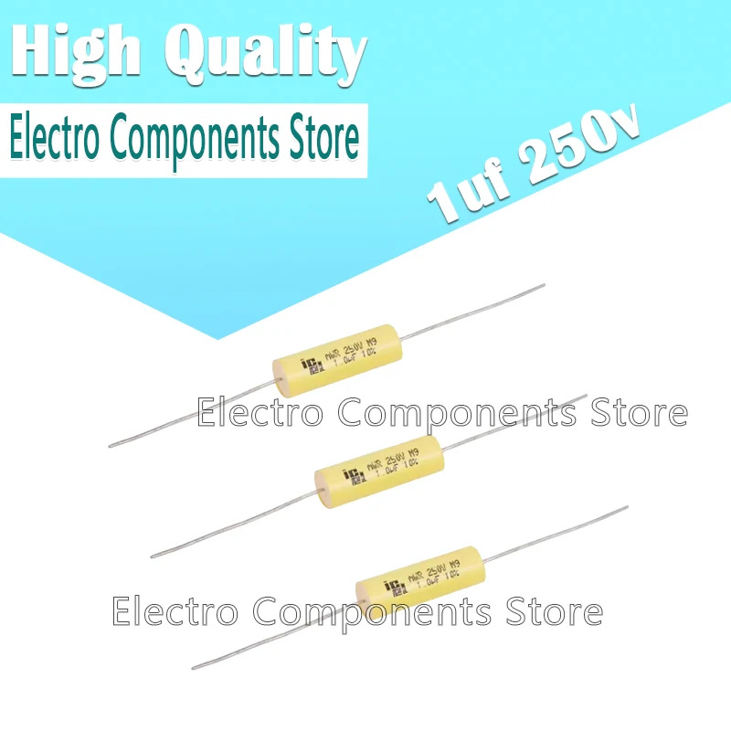 3Pcs/Lot IC MWR 1uf 250v Metallized Polyester Film Capacitors Axial Leaded General Purpose Small Size Low ESR 1uf250v