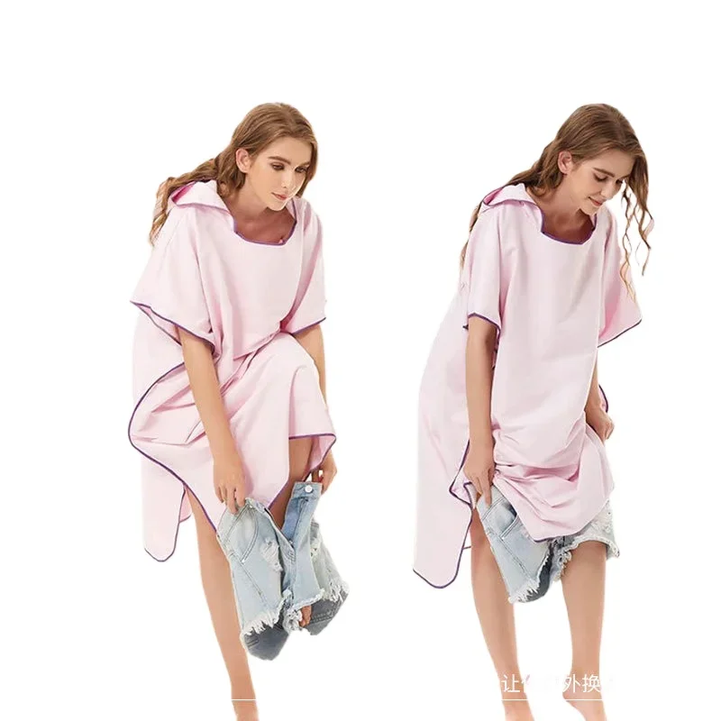 Quick-drying Changing Robe Hooded Absorbent Bath Towel Swimming & Fitness Super Absorbent Bathrobe Quick Dry Bathrobe