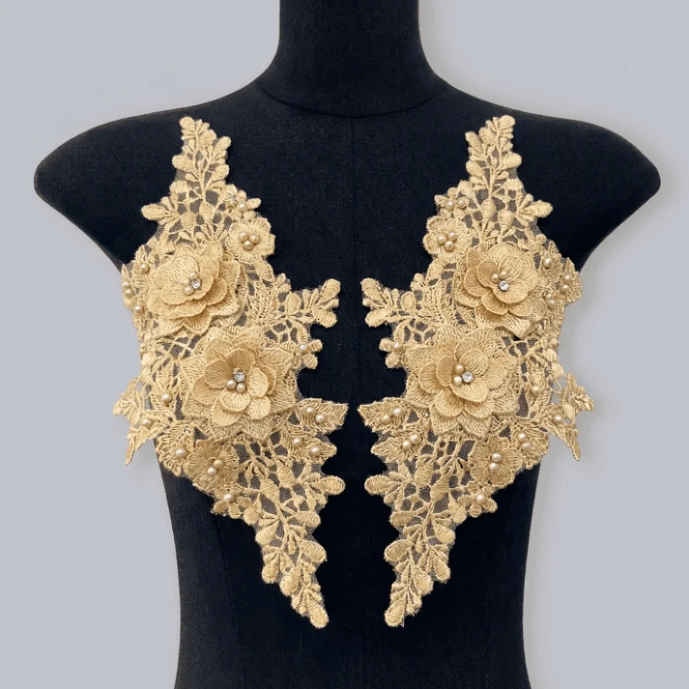 3D-Ausschnitt-Perlenstickerei-Applikation, mehrfarbig, 3D-Strass, DIY-Nähzubehör, Spitzenstickerei, Spitzenstoff-Applikation