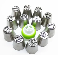 13pcs Russian Tulip Icing Piping Nozzles Stainless Steel Leaf Flower Cream Pastry Tip Kitchen Cupcake Cake Decorating Tools