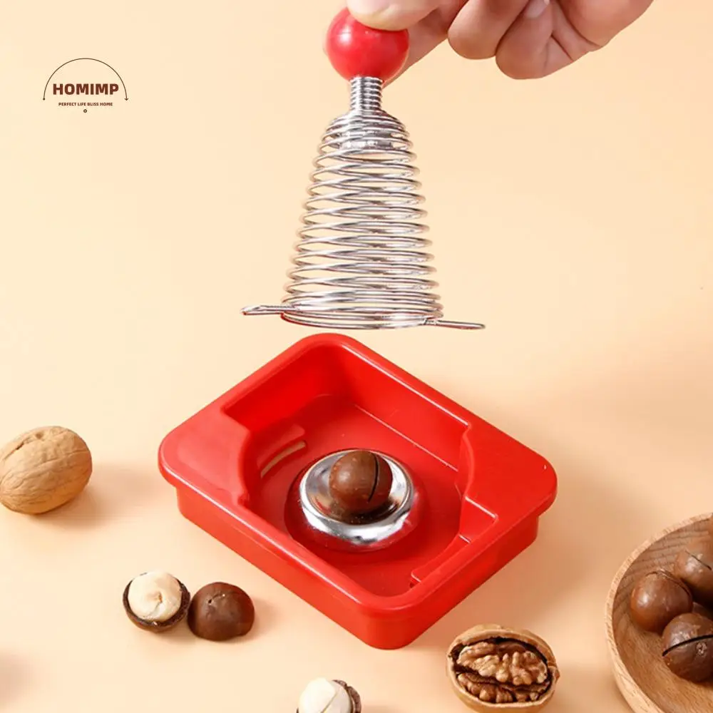 

Stainless Steel Spiral Spring Nutcracker Effective Professional Walnut Plier with Base Tray Nut Shell Opener Pecans