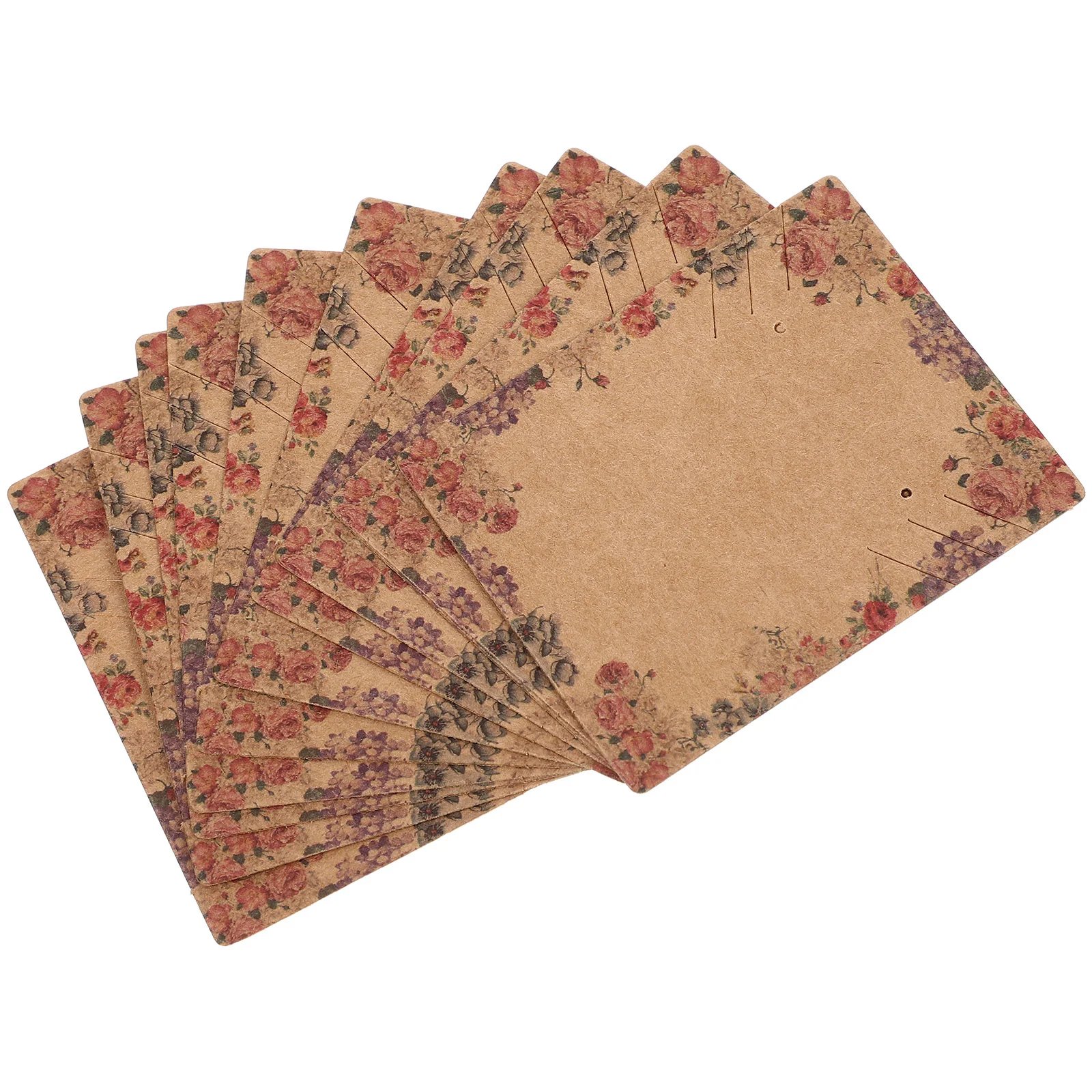 100 Pcs Display Cards For Necklace Decor Decorative Floral Office Delicate Earring Accessories Kraft Paper