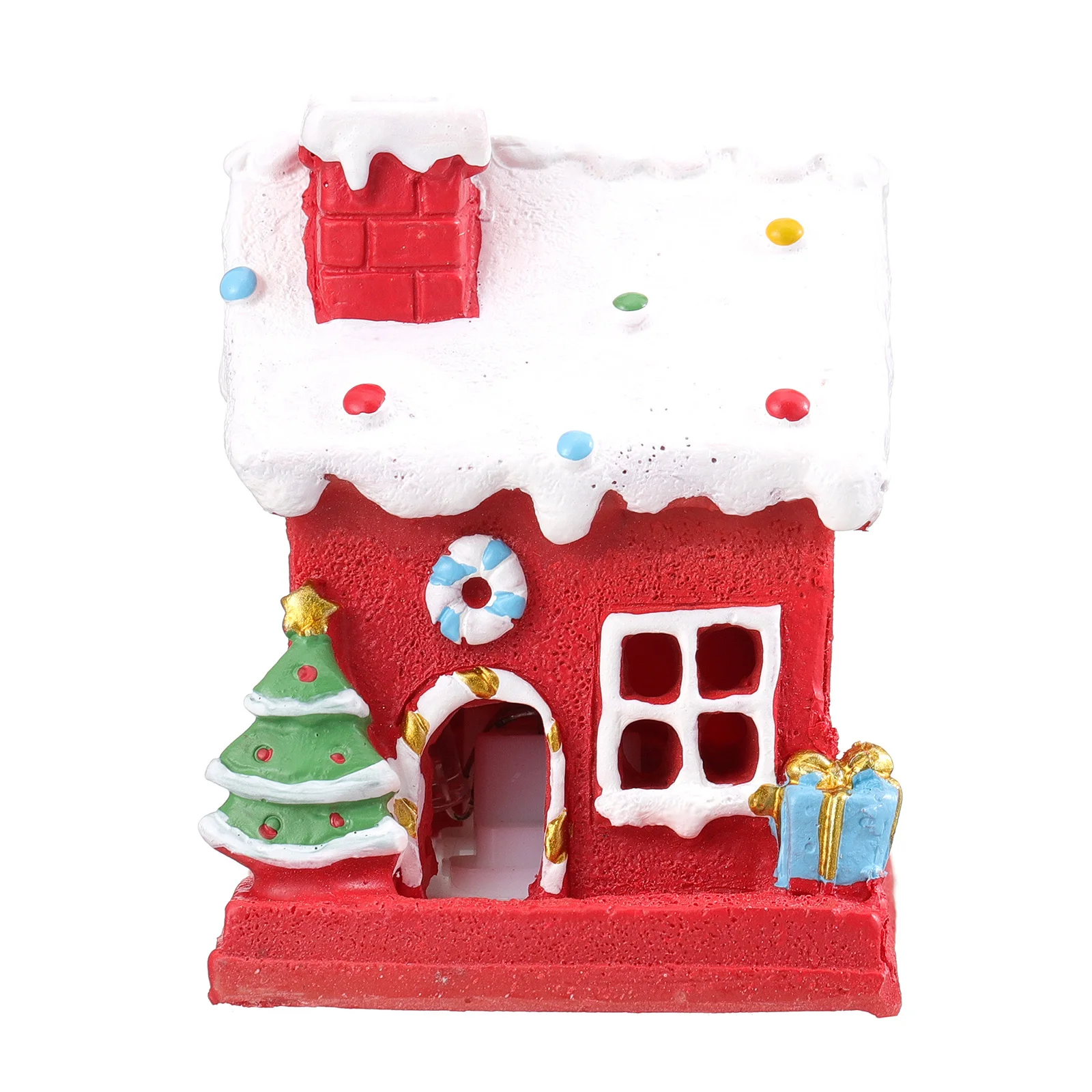 1 قطعة عيد الميلاد منزل صغير مضيئة الراتنج ديكور المشهد الصغير عيد الميلاد سطح المكتب زخرفة مهرجان هدية عيد الميلاد لوازم الحفلات