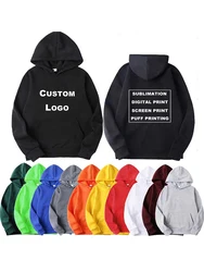 Sudaderas con capucha bordadas personalizadas para hombres, sudaderas lisas con estampado de Puff de pantalla, Sudadera con capucha sublimada en blanco, fabricantes de logotipo personalizado