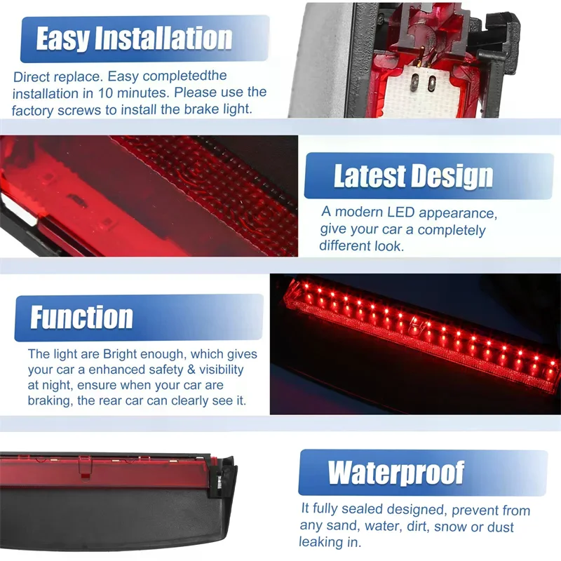 

【L】High Level Brake Light Waterproof 8T0945097B High Brightness 3rdTail Brake Lamp Improved Visibility For Coupe 2008 - 2016 Red