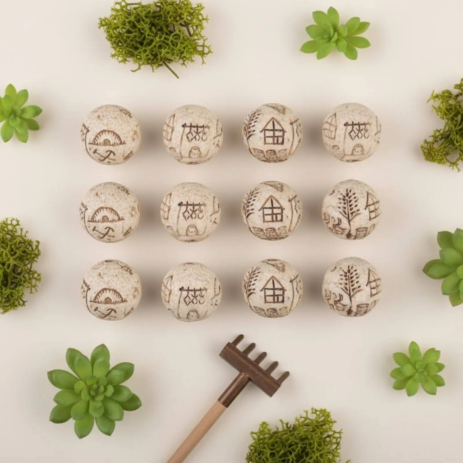 20 Pieces Mini Landscape Decor Rocks Easy to Place Resin Pebble Stones Miniature Decoration Set Giftable