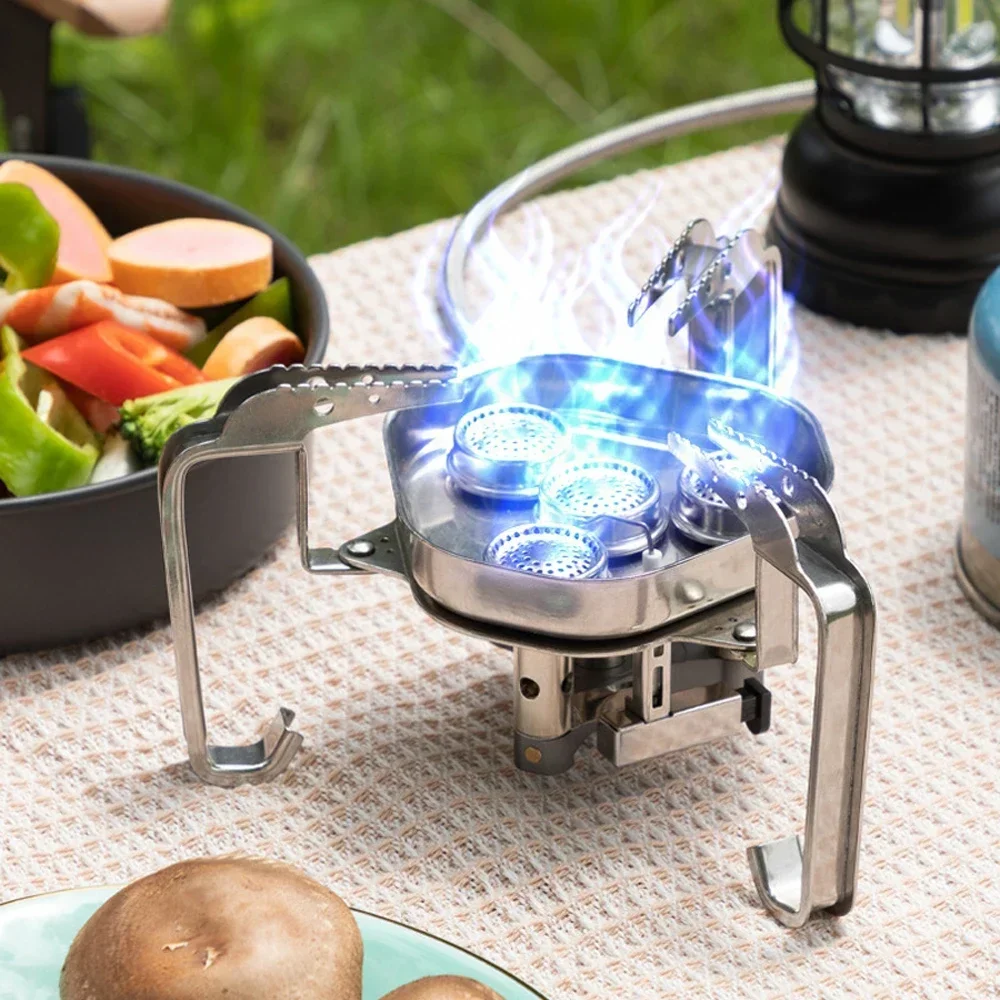 

9800W Big Power Outdoor Gas Stove Portable Camping Tourist Burner Foldable Picnic Barbecue Furnace Stainless Steel Cooking stove