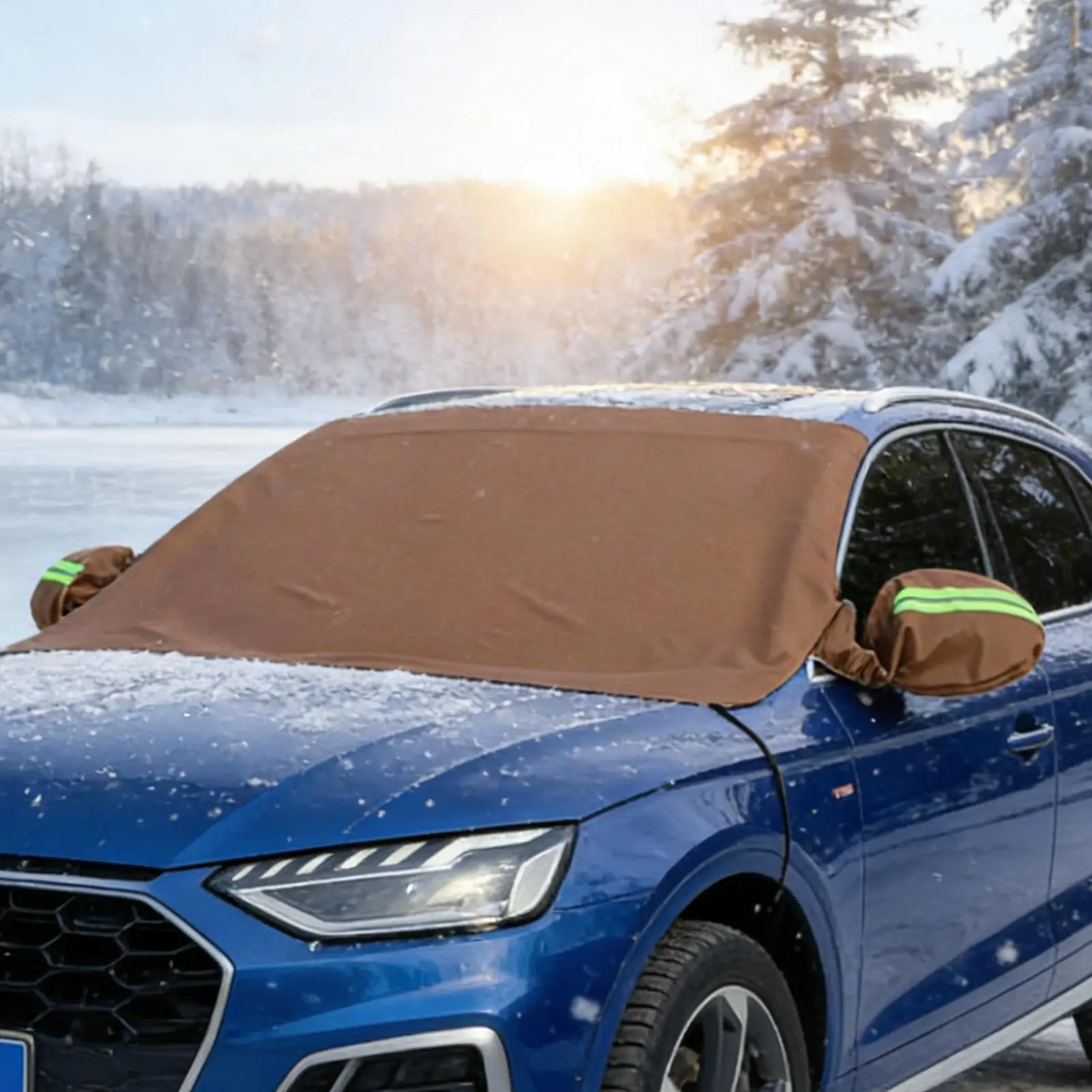 

Car Windshield Snow Cover Dustproof PU Leather Thickened Auto Accessories Windshield Snow And Ice Cover For Sedans Winter Summer