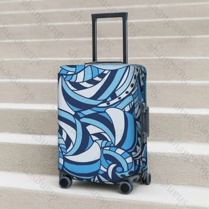 Abstract doodle Travel suitcase protective case, suitcase cover, elastic protection, washable Luggage cover, 18-32 in